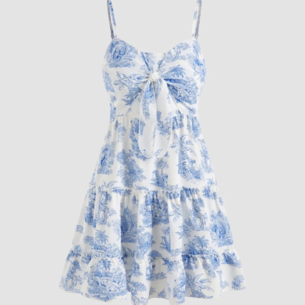 Cider Toile De Juoy Bow Mini Dress